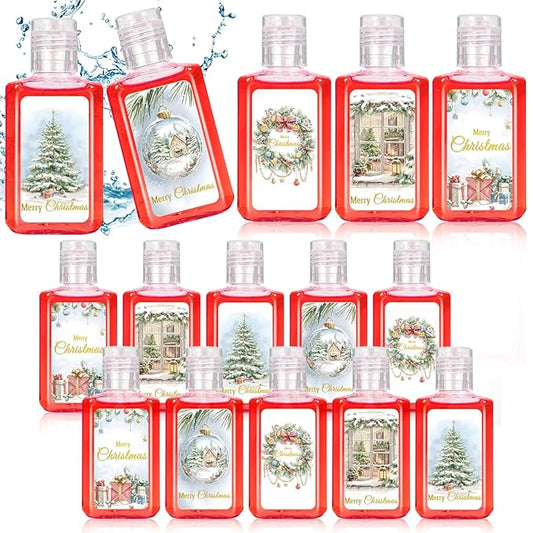 50 Pcs Christmas Mini Hand Sanitizer Bulk Christmas Gifts Favors 1fl oz Travel Size Hand Soap Gifts Small Hand Sanitizer Thank You Gifts for Xmas Goodie Bags Stocking Stuffers (Wreath)