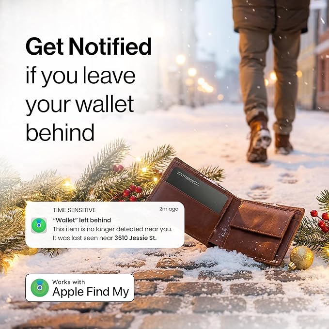 SPOTMINDERS Apple MFI Certified Wallet Tracking Card Black 4-Pack - Works with Apple Find My Rechargeable Tracker IP68 Waterproof 0.07in Slim iPhone Item Finder Smartcard for Luggage Tags Purse Keys