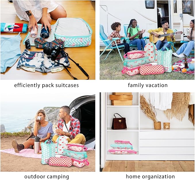 6 Pcs Compression Packing Cubes, Packing Cubes for Travel, Waterproof Luggage Organizer Bags Set, Cute Packaging Cubes for Women Kids Backpack Carry-Ons