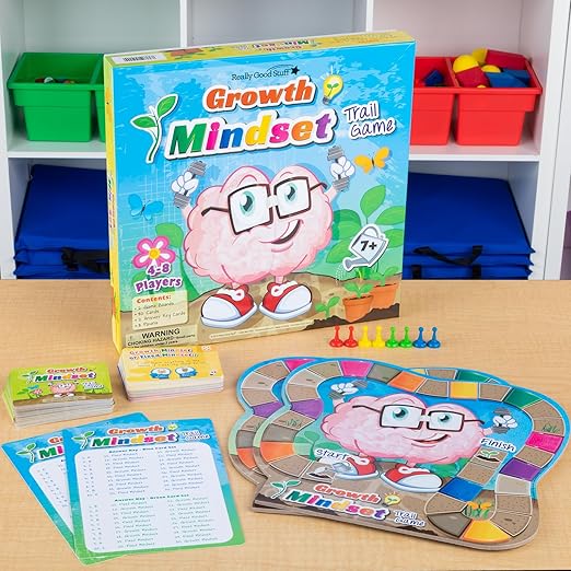 Really Good Stuff Growth Mindset Trail Game, Mindful Activities & Excercises to Grow Emotional Strength, Promote Growth Mindset, Focus, & Well Being