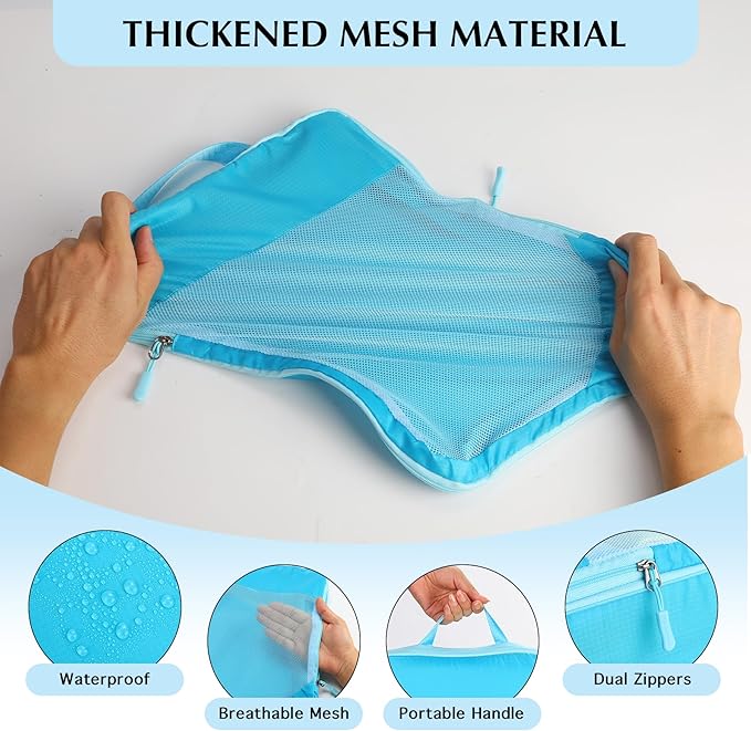 Lightweight Compression Packing Cubes for Suitcases, Compressible Expandable Travel Packing Organizer with Clear Toiletries and Backpack Bag, Travel Essentials for Carry on Luggage 7 Set