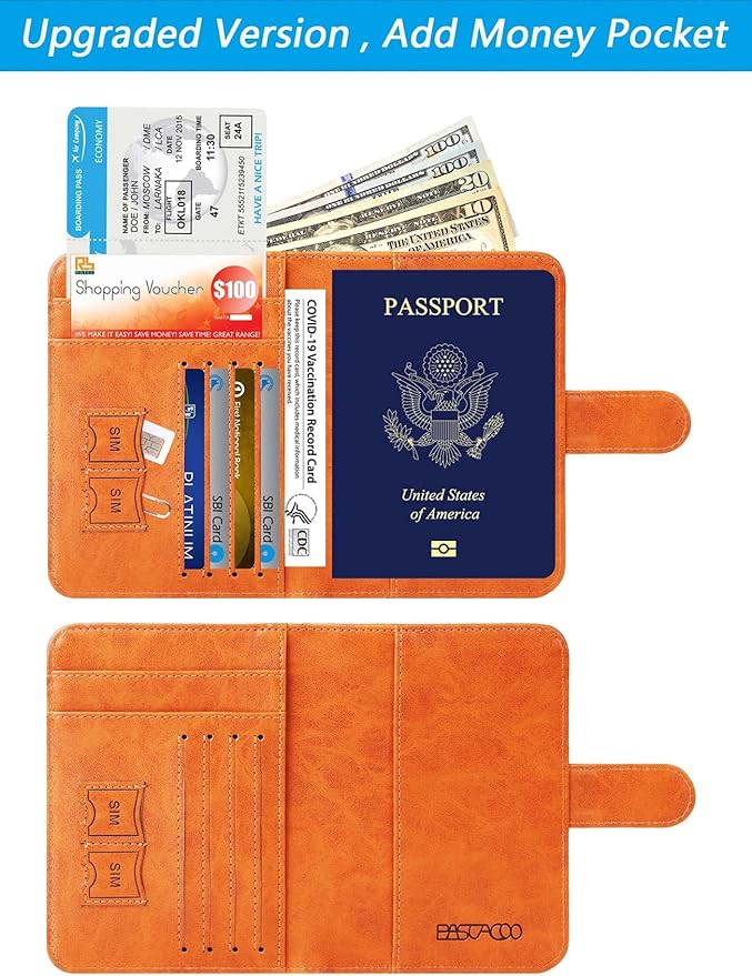 Passport Holder Cover Wallet RFID Blocking Leather Card Case Travel Accessories for Women Men (Claybank)