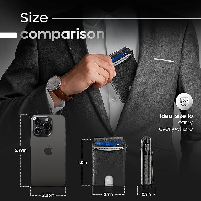 Smart Wallet With Tracker, RFID Blocking, Money Clip For Men, Works with Apple Find My (iOS Only), No Need for AirTag, Minimalist Wallet, All-in-One Model, Gift For Men.