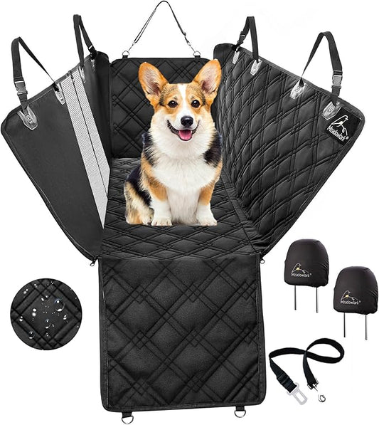 Meadowlark Dog Car Seat Cover with Mesh Window, Heavy-Duty Pet Seat Cover for Back Seat, Extra Padded Non-Slip Dog Hammock, Water-Resistant Back Seat Protector for Cars Trucks and SUVs (54" W x 58" L)
