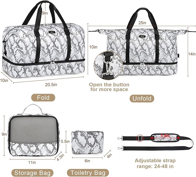 IBFUN Weekender Bags for Women, Travel Duffle Bag with Shoe Compartment Carry on Weekender Overnight Duffel for Weekend Travel Business Trip 3PCS