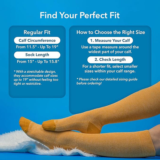 Wellow Premium Socks (Compression Socks - Regular) for Men & Women, Made with Viscose from Bamboo, Knee High, 18-25 mmHg