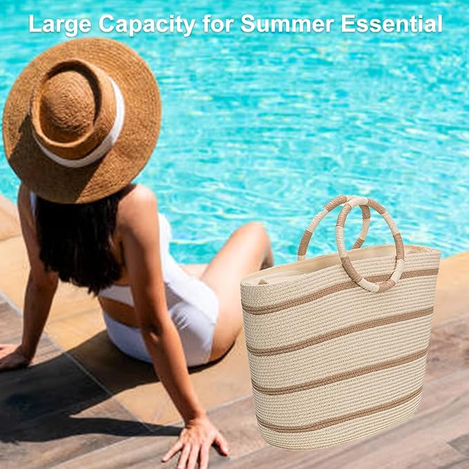 Beach Bags for Women Straw Tote Bag Summer Beach Bag Large Woven Straw Tote for Vacation Holiday
