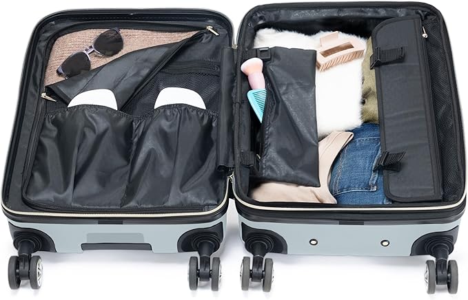 Kenneth Cole REACTION Women's Madison Square Hardside Chevron Expandable Luggage, Slate, 2-Piece Set (20" & 28")