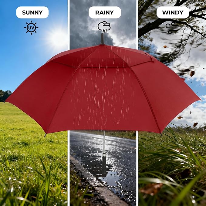 ZDSSM Automatic Open Golf Umbrella, 54/62/68/72 inch Extra Large Oversize Double Canopy Vented Stick Umbrellas, Windproof Waterproof Umbrella for Men And Women