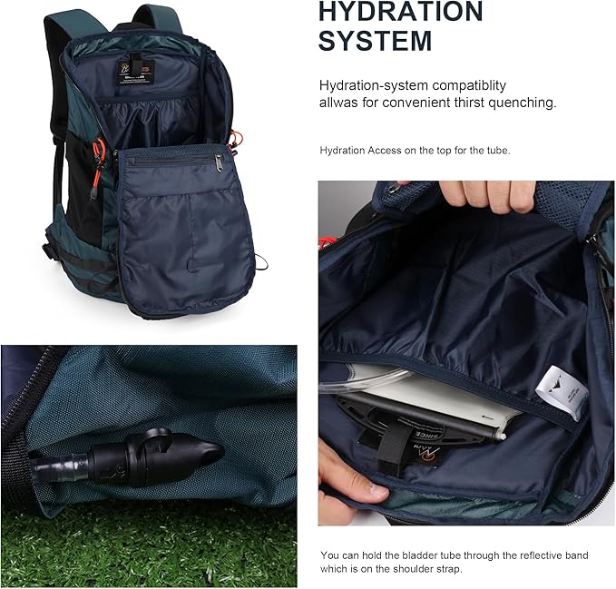 MOUNTAINTOP 35L Hiking Backpack, Lightweight Outdoor Travel Camping Daypack with Rain Cover for Men & Women（Blue）