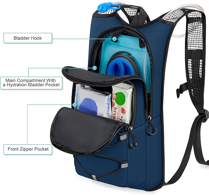 Hydration Backpack - Lightweight Water Backpack with 2L Water Bladder Bag, Running Hydration Vest Backpack for Men Women, Hydration Pack for Hiking, Cycling, Climbing MIYCOO