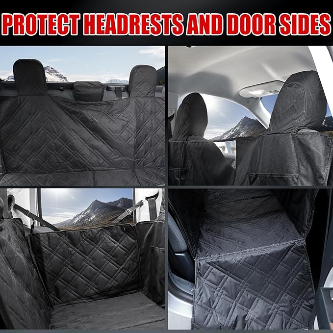 Mabett Dog Seat Covers for Ford Maverick 2025 2024 2023 2022 Accessories, Back Seat Hammock Extender for Pets Include Door Sides and Headrests Protection-Hard Bottom Support 600D Oxford Cloth