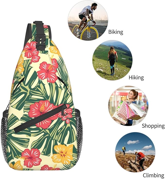 Hawaii Tropical Palm Sling Backpack Crossbody Bag Casual Chest Bags Travel Hiking Daypack Shoulder Bag for Women Men