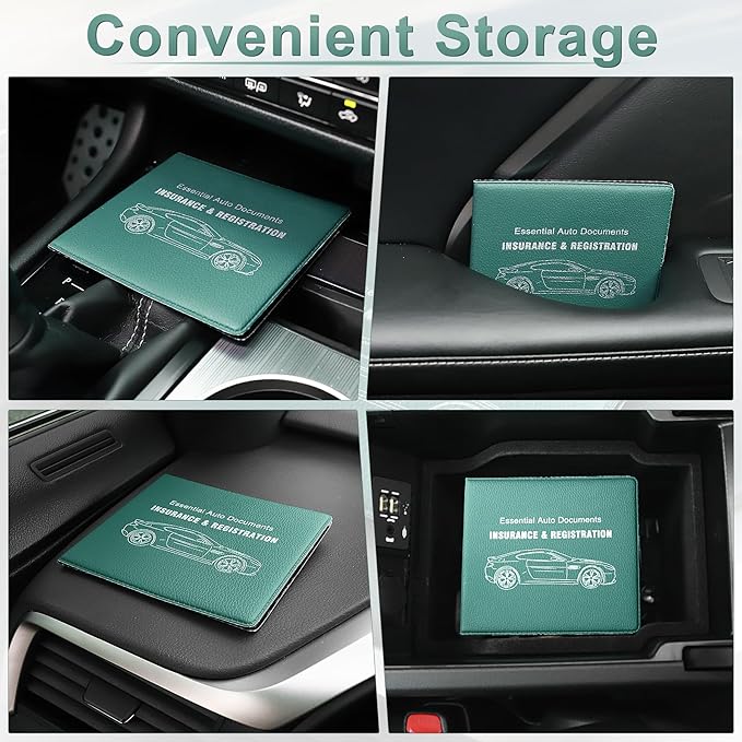 UYYE Car Registration and Insurance Card Holder, Vehicle Glove Box Car Organizer, Interior Car Accessories for Documents, Cards, License - 2 Pack