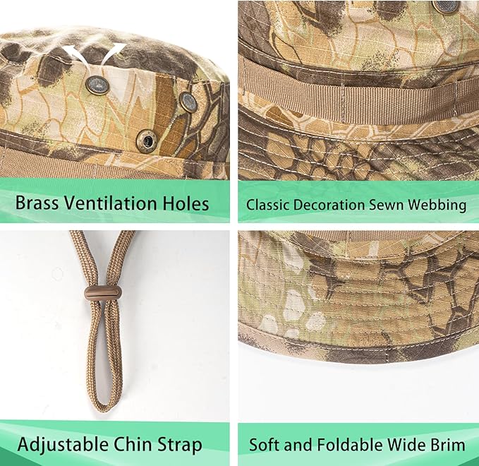 Sun Hats for Men Women Boonie Hat UPF 50+ Bucket Hat Wide Brim UV Protection Fishing Hiking Safari Outdoor Hats
