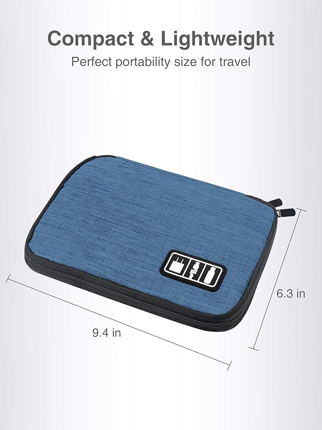 Luxtude Cord Organizer Bag, Travel Cable Organizer Bag, Electronic Organizer Travel Case for Chargers and Cords, Tech Bag & Charger Case, Flying Essentials for Electronics Items/USB, Dark Blue