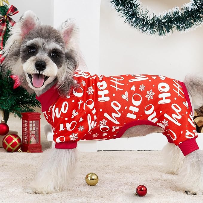 XPUDAC 4 Pack Christmas Dog Pajamas Comfy Dog Clothes for Small Medium Dogs Girl Boy Holiday Pet Outfit Puppy Onesie Cat Pjs Jammies, XS