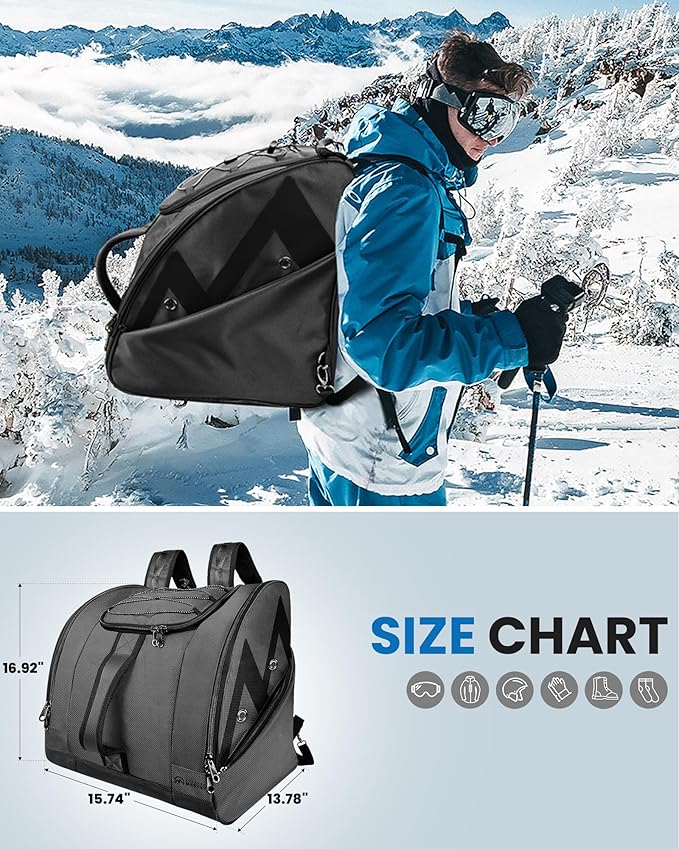 OutdoorMaster Boot Bag - 50L Ski Boots and Snowboard Boots Bag, Excellent for Travel with Waterproof Exterior & Bottom - for Men, Women and Youth