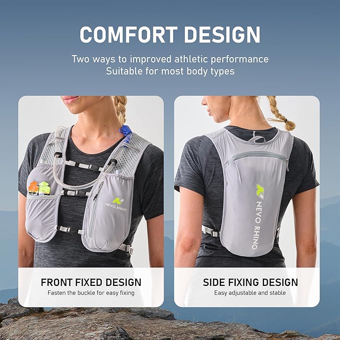 N NEVO RHINO Running Hydration Vest for Women 1.5L Water Bladder Backpack 5L Small -Lightweight Breathable Hydration Vest for Hiking Trail Running Cycling Marathon for Women