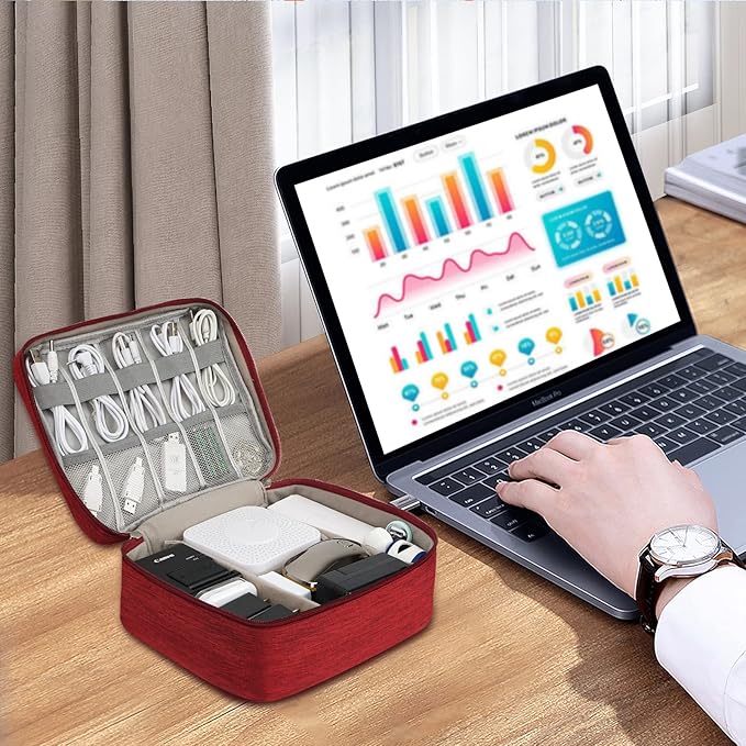 Electronic Organizer Travel Universal Cable Organizer Electronics Accessories Bag for Cable, Charger, Phone, USB, SD Card,1Pack