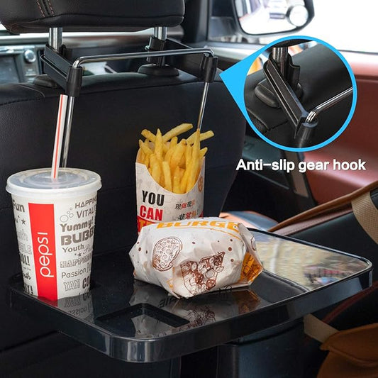 AutoChoice Foldable Car Seat Back Portable Tray for Food Dining Drink and Laptop, Hanging Car Steering Wheel Tray (Black)