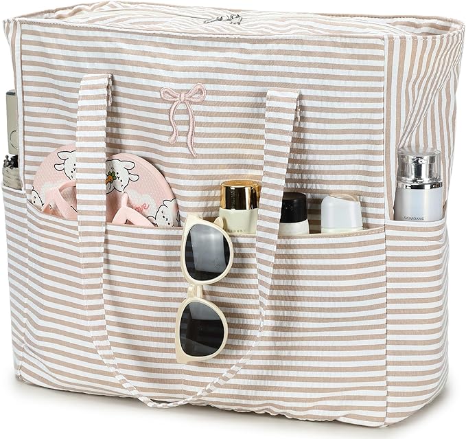 Beach Pool Bags Tote for Women Ladies Large Gym Tote Carry On Bag With Wet Compartment for Weekender Travel Waterproof