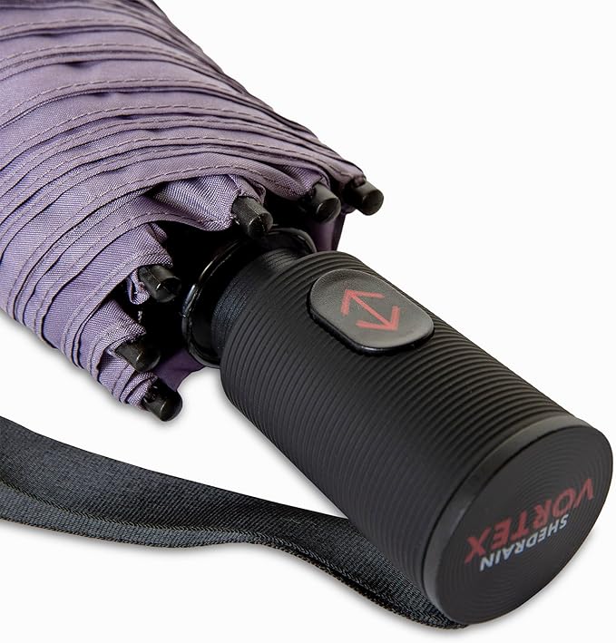 ShedRain Compact Folding Travel Umbrella – Push-Button Open & Close, Vented Double Canopy, Protects from Rain, Sun, & Wind