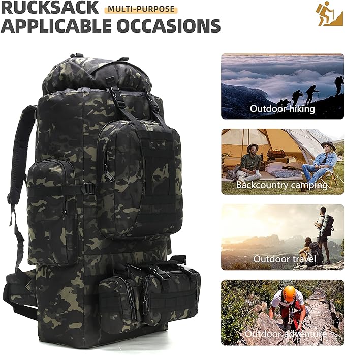 King'sGuard 100L Camping Hiking Backpack Molle Rucksack Military Camping Backpacking Daypack