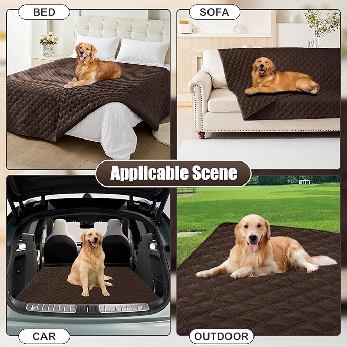 Smiry Waterproof Dog Bed Cover Pet Blanket, Soft Washable Dog Blanket for Furniture Bed Couch Sofa Reversible, Checkered (40"x70", Chocolate/Chocolate)