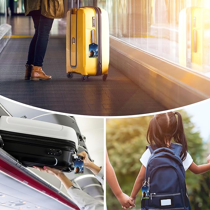 Set of 2 Luggage Tags,American Football Leather Suitcases Tag Identifiers with Privacy Name Address Labels & Durable Steel Loop for Women Men Travel