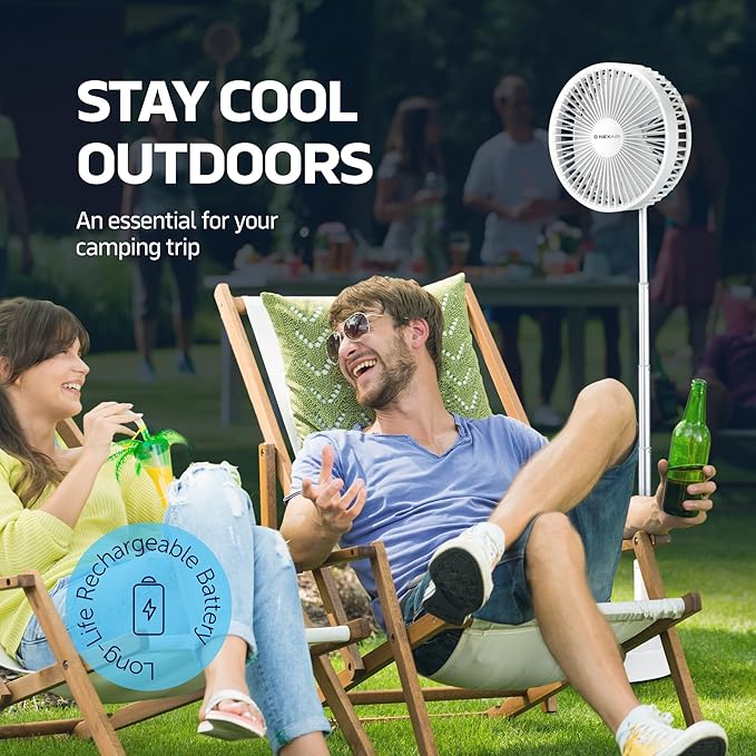 8" Foldable Fan, Oscillating 4 Speed Portable Fan Adjustable Height 14”–40", Remote Controlled folding Fan with 10,000mAh Rechargeable Battery, Quiet Floor Fan For Bedroom, Great Fan For Travel