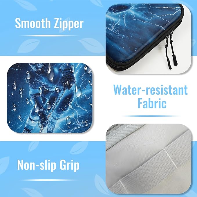 Ice Hockey Travel Cable Organizer Pouch Lightning Electronics Accessories Carry Case Portable Water Resistant Storage Bag for Cord Charger Phone Earphone SD Card