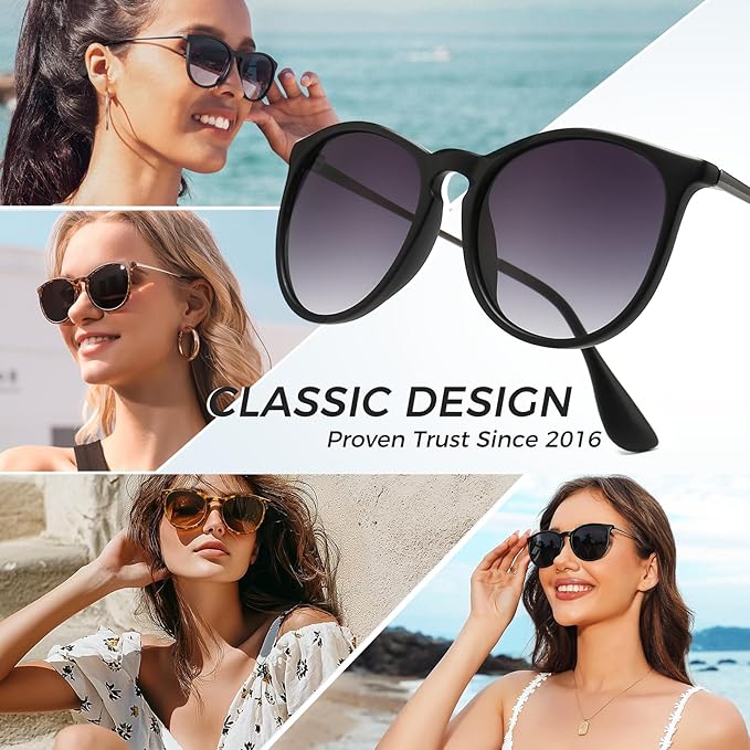 SUNGAIT Premium Vintage Round Sunglasses for Women Men Classic Retro Trendy Style