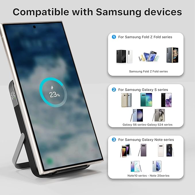 Magnetic Power Bank, 10000mAh Wireless Portable Charger, 22.5W Wireless Battery Pack with LED Display, Portable Phone Charger with Stand for iPhone 17/16/15/14/13 Series (Black)
