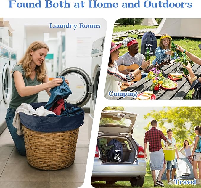 MissBoy Heavy Duty Laundry Bag, Machine Washable Nylon, Splash-Resistant Dirty Clothes Storage Bag with Drawstring & Handles丨Lightweight, Foldable & Space-Saving for College Dorm,Vacations&Trips, 80L