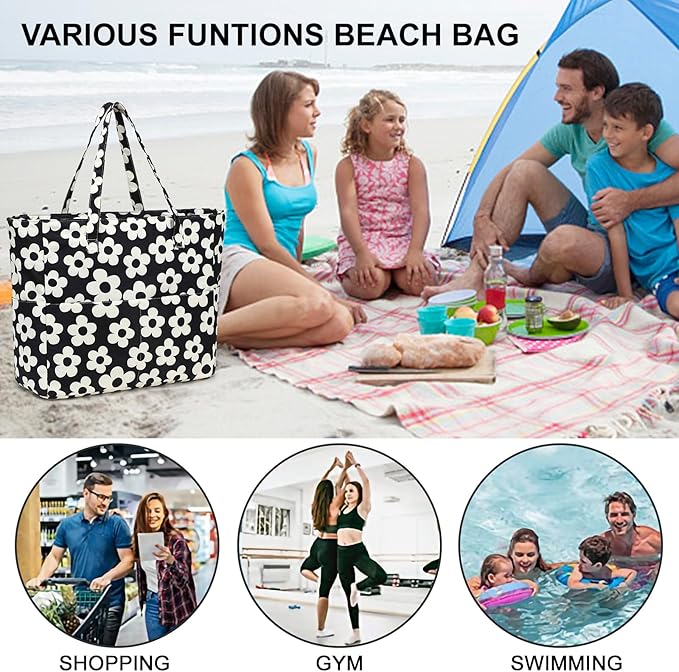 Bluboon Waterproof Beach Tote Pool Bags for Women Ladies Extra Large Carry On Bag With Wet Compartment for Weekender Travel