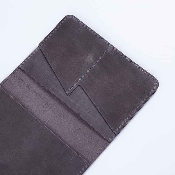 INCARNE Passport Cover - Travel Passport Wallet - Leather Passport Holder for Men Women Family with Card Slots & Note Compartmen - Sleeve Protector - Genuine Leather - Vintage Gray