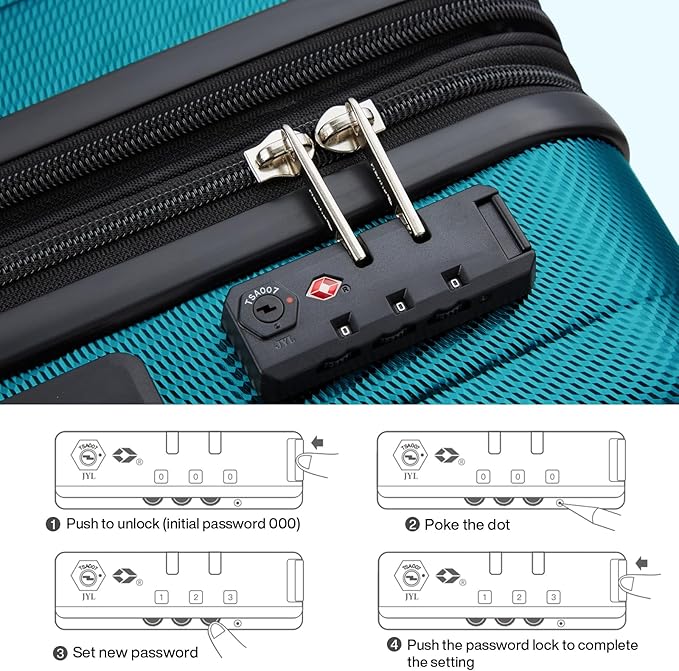 Hanke 29 Inch Expandable Checked Luggage Lightweight PC Hard Shell Luggage Suitcases with Wheels Tsa Luggage Rolling Large Suitcase Travel Luggage Bag for Study Abroad(Caribbean Blue)