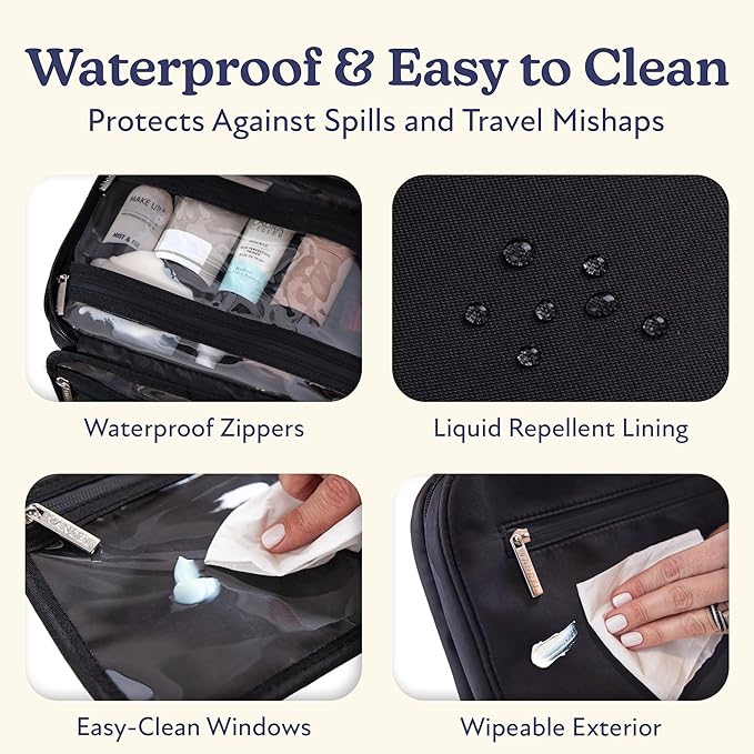 VANDEL Waterproof Hanging Toiletry Bag for Travelling, Hanging Makeup Organizer Bag, Cosmetic Travel Bags for Women Travel Toiletry Bags, Makeup Case Toiletries Organizer Hygiene Bathroom Shower Caddy