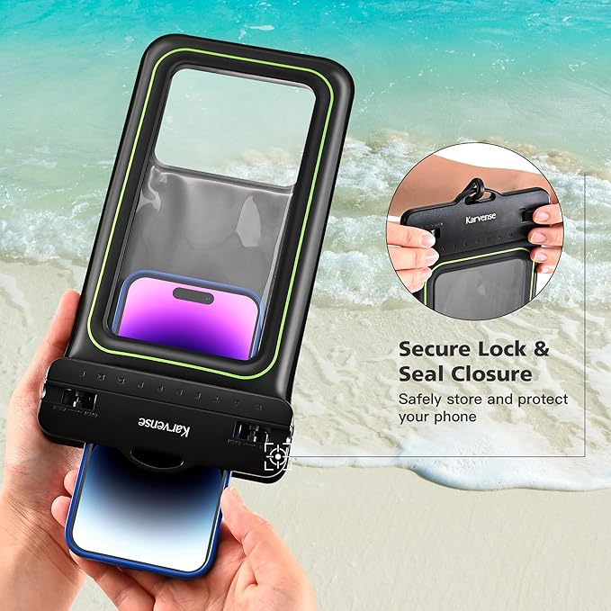 Karvense Waterproof Phone Pouch Case Floating, Waterproof Cell Phone Lanyard Bag/Holder for iPhone, Samsung Galaxy, Pixel, Universal Dry Bag for Travel, Beach, Shower, Pool, Kayaking,Snorkeling-2 Pack