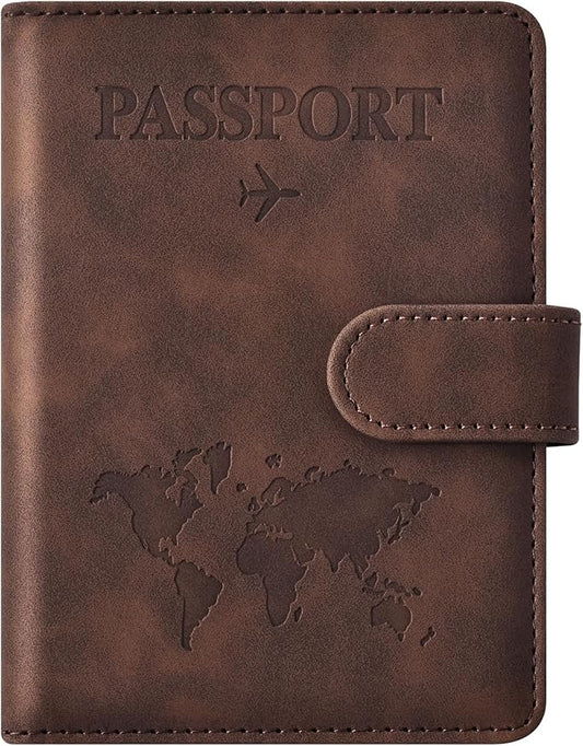 Eoehro Passport Holder for Travel Essentials, Passport Wallet Cover Case for Travel Must Haves Accessories,Passport Book Holders for Women and Men(coffee)