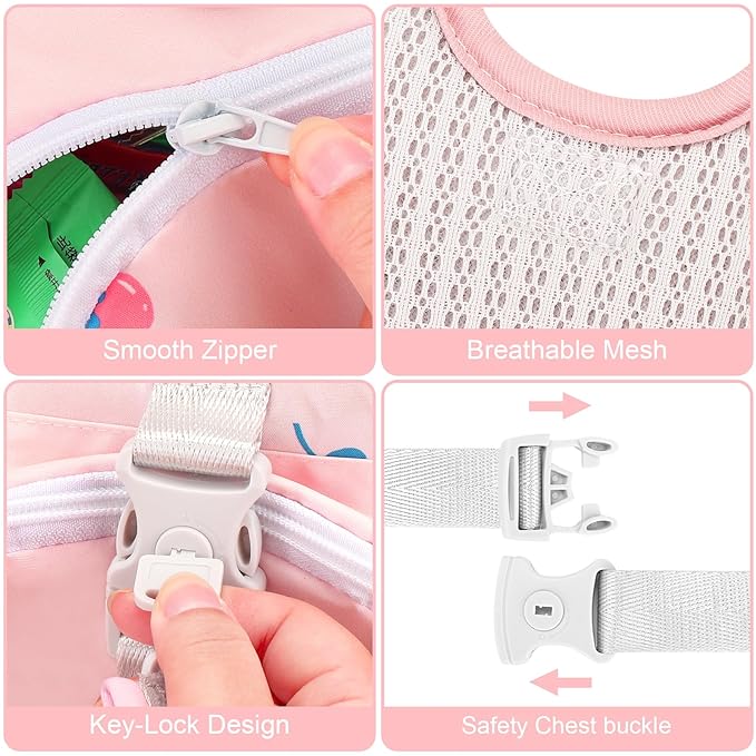 Toddler Harness Leash + Anti Lost Wrist Link, Accmor Toddler Leash-Baby Walking Safty Harness for Kids Walking Wristband Assistant Strap Belt for Girl (Pink)