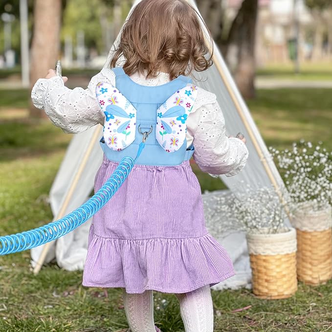 Accmor 3 in 1 Toddler Harness Safety Leashes + Anti Lost Wrist Link, Kids Harness Children Leash for Girls, Child Safety Leash Cute Baby Safety Harness Belt Strap Hold Kids Close While Walking (Blue)