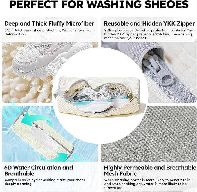 Shoe Washing Machine Bag: Shoe Bag for Washing Machine - Reusable Shoe Cleaning Bag for Sneaker Tennis Shoes Unstain Cleaner Kit
