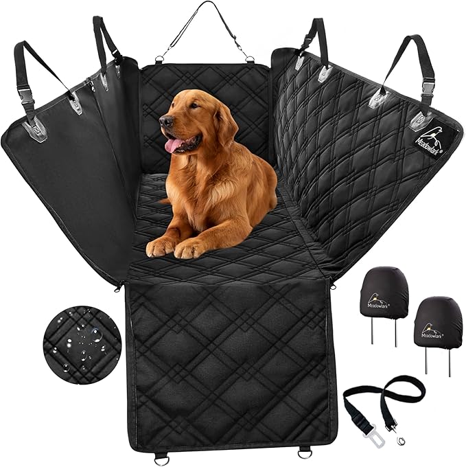 Meadowlark Dog Car Seat Cover, X-Large Heavy Duty Pet Seat Cover for Back Seat, Extra Padded Non-Slip Dog Hammock, Water-Resistant Back Seat Protector for Cars Trucks and SUVs (64” W x 60" L)