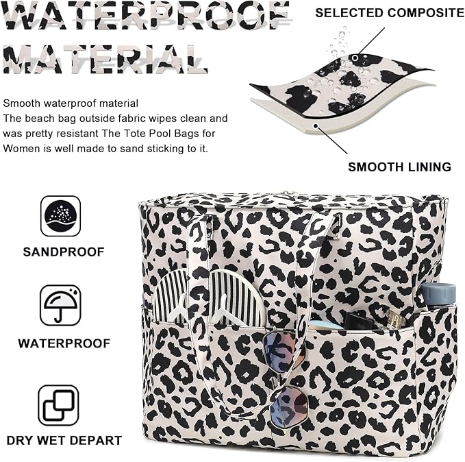 Bluboon Waterproof Beach Tote Pool Bags for Women Ladies Extra Large Carry On Bag With Wet Compartment for Weekender Travel