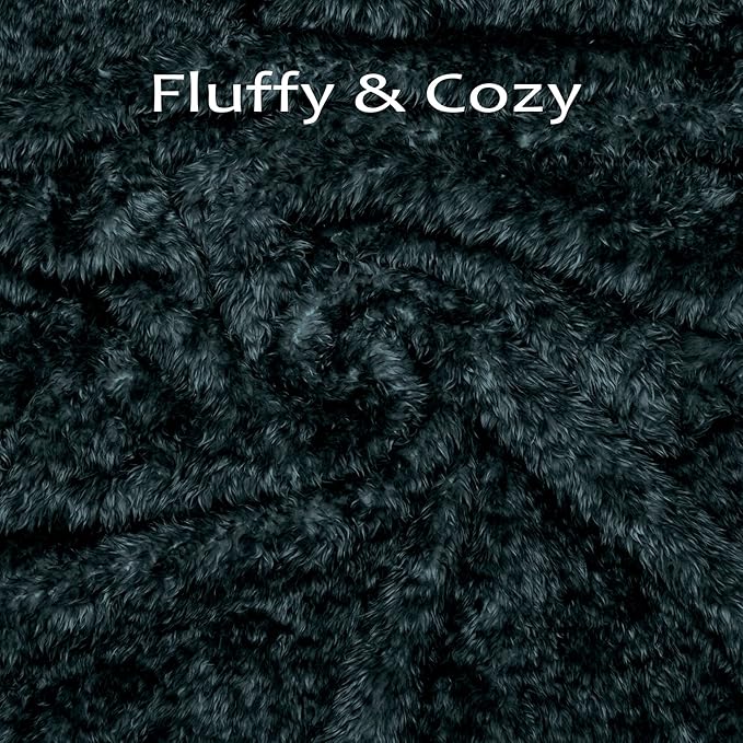 MACEVIA Fluffy Fleece Dog Blankets,Warm Soft Fuzzy Pets Blanket for Puppy,Small,Medium,Large Dogs and Cats,Plush Pet Throws for Bed,Couch,Sofa,Travel(29x40 Inch, Black & Dark Green)