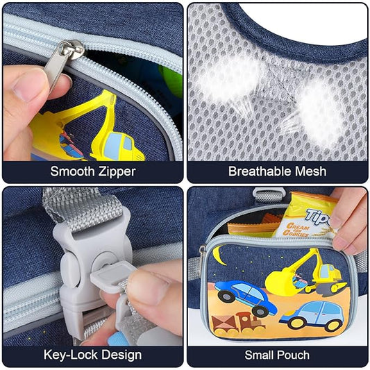 Accmor Toddler Harness Leash + Reflective Anti Lost Wrist Link, Cute Car Kids Harness with Leash, Child Walking Restraint Belt Collapsible Hand Strap Tether Hold Baby Boys Close for Outdoor Travel