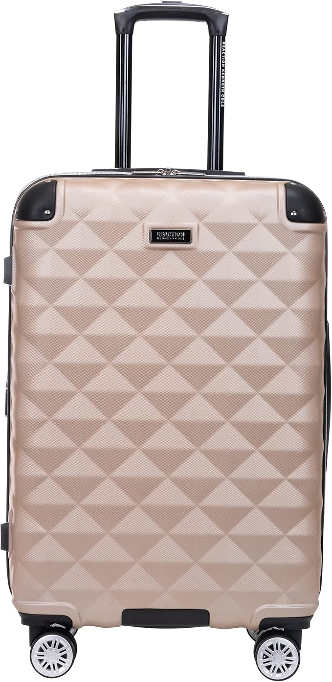 Kenneth Cole REACTION Diamond Tower Collection Lightweight Hardside Expandable 8-Wheel Spinner Travel Luggage, Rose Champagne, 24-Inch Checked