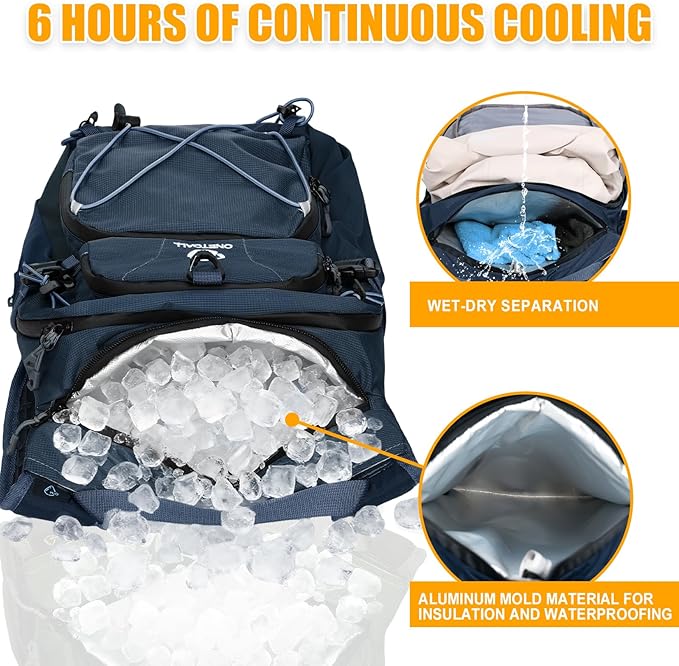 ONETOALL Hydration Backpack 22L, Hiking Backpack with 2L Leakproof Bladder, Sewn-in Rain Cover, Insulated Compartment for Men & Women Running, Cycling, Camping